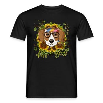 60s 70s Costume Hippie Soul - T-shirt homme - noir - Devant - AI Model Male 178 light (178cm)