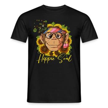 60s 70s Costume Hippie Soul - T-shirt homme - noir - Devant - AI Model Male 178 light (178cm)