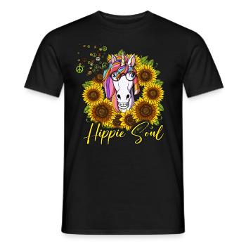 60s 70s Costume Hippie Soul - Men's T-Shirt - black - Front - AI Model Male 178 light (178cm)