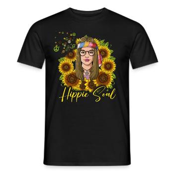 60s 70s Costume Hippie Soul - Men's T-Shirt - black - Front - AI Model Male 178 light (178cm)