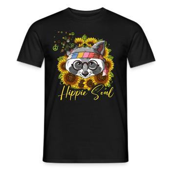 60s 70s Costume Hippie Soul - T-shirt homme - noir - Devant - AI Model Male 178 light (178cm)