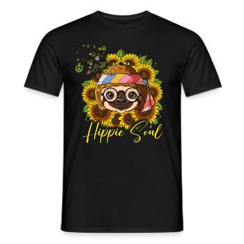 60s 70s Costume Hippie Soul - Men's T-Shirt - black - Front - AI Model Male 178 light (178cm)
