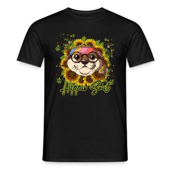 60er 70er Jahre Kostüm Hippie Soul - Männer T-Shirt - Schwarz - Vorne - AI Model Male 178 light (178cm)