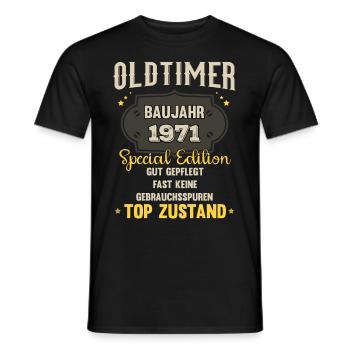 Oldtimer Baujahr 1971 - 52. Geburtstag - Männer T-Shirt - Schwarz - Vorne - AI Model Male 178 light (178cm)