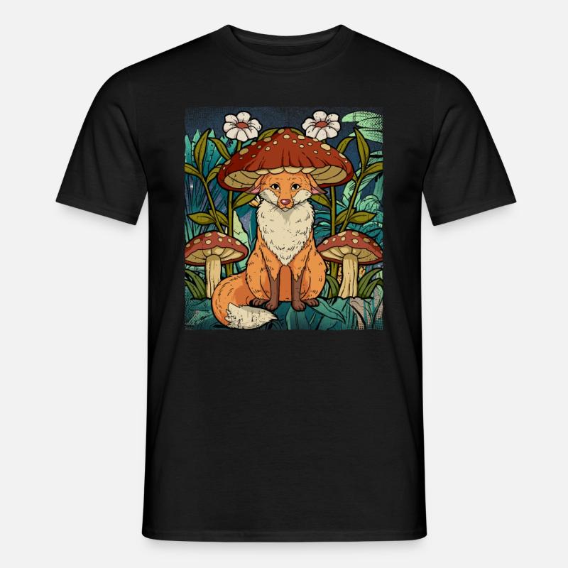 Cottagecore Fuchs - Männer T-Shirt - Schwarz