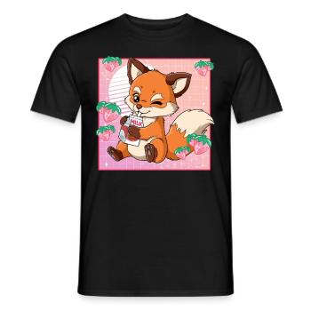 Kawaii Fuchs Erdbeermilch - Männer T-Shirt - Schwarz - Vorne - AI Model Male 178 light (178cm)