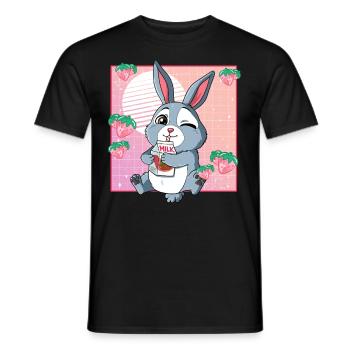 Kawaii Rabbit Strawberry Milk - Men's T-Shirt - black - Front - AI Model Male 178 light (178cm)