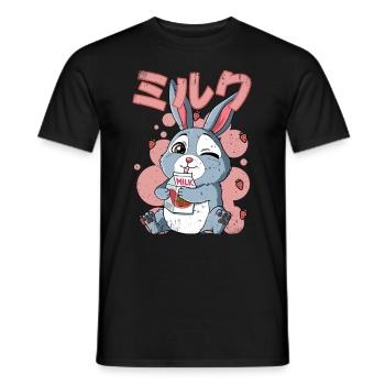Kawaii Rabbit Strawberry Milk - Men's T-Shirt - black - Front - AI Model Male 178 light (178cm)