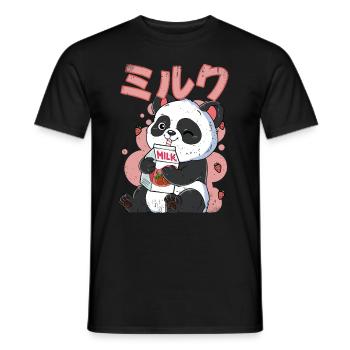 Kawaii Panda Strawberry Milk - Men's T-Shirt - black - Front - AI Model Male 178 light (178cm)