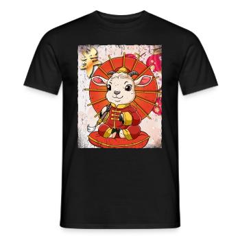 Année de la chèvre Nouvel An lunaire chinois - T-shirt homme - noir - Devant - AI Model Male 178 light (178cm)