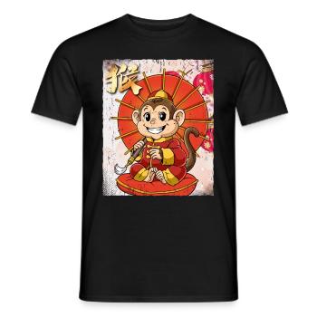 Jahr Des Affen Mondneujahrsfest Chinesisches - Männer T-Shirt - Schwarz - Vorne - AI Model Male 178 light (178cm)