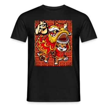 Year of the Tiger Lunar New Year Chinese - Men's T-Shirt - black - Front - AI Model Male 178 light (178cm)