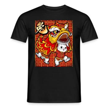 Année du Lièvre Nouvel An lunaire chinois - T-shirt homme - noir - Devant - AI Model Male 178 light (178cm)