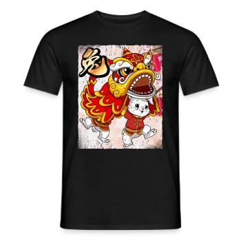 Année du Lapin Nouvel An lunaire Chinois - T-shirt homme - noir - Devant - AI Model Male 178 light (178cm)