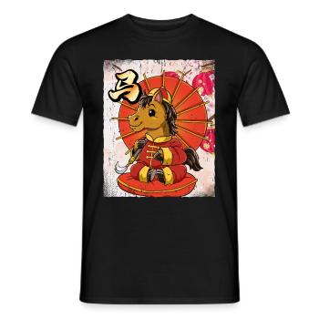Year of the Horse Lunar New Year Chinese - Men's T-Shirt - black - Front - AI Model Male 178 light (178cm)