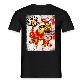 Année du Cochon Nouvel An lunaire chinois - T-shirt homme - noir - Devant - AI Model Male 178 light (178cm)
