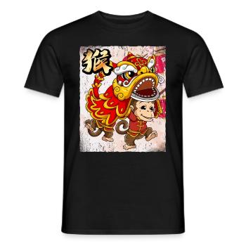 Année du Singe Nouvel An lunaire chinois - T-shirt homme - noir - Devant - AI Model Male 178 light (178cm)