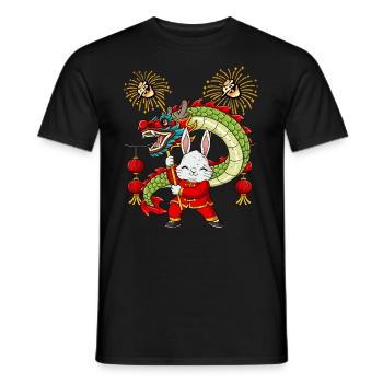 Year of the Rabbit Lunar New Year Chinese - Men's T-Shirt - black - Front - AI Model Male 178 light (178cm)