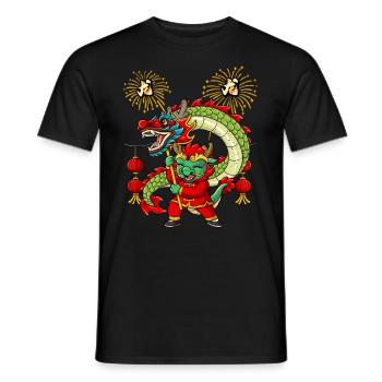 Année du Dragon Nouvel An lunaire chinois - T-shirt homme - noir - Devant - AI Model Male 178 light (178cm)
