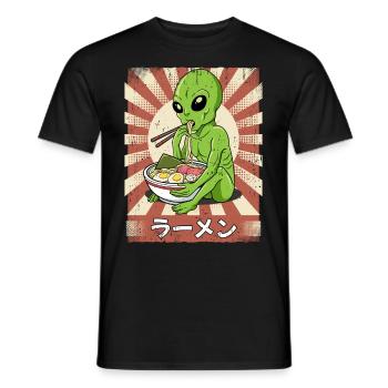 ramen alien noodle soup ramen - Men's T-Shirt - black - Front - AI Model Male 178 light (178cm)