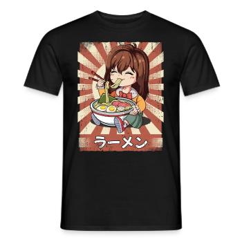 Ramen Anime Mädchen Nudelsuppe Ramen - Männer T-Shirt - Schwarz - Vorne - AI Model Male 178 light (178cm)