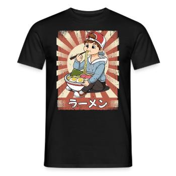 ramen boy noodle soup ramen - Men's T-Shirt - black - Front - AI Model Male 178 light (178cm)