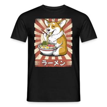 Ramen Corgi Soupe de nouilles pour chiens Ramen - T-shirt homme - noir - Devant - AI Model Male 178 light (178cm)