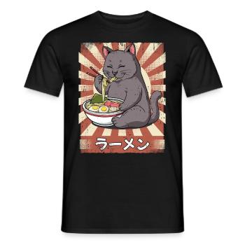 Ramen Katze Nudelsuppe Ramen - Männer T-Shirt - Schwarz - Vorne - AI Model Male 178 light (178cm)