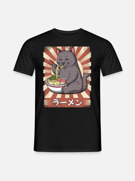 ramen cat nouilles soupe ramen ramen - T-shirt homme - noir