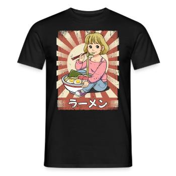 Ramen Girl Noodle Soup Ramen - Men's T-Shirt - black - Front - AI Model Male 178 light (178cm)