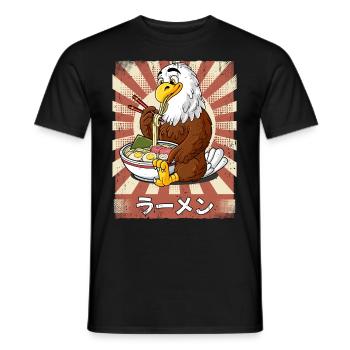 ramen eagle noodle soup ramen - Men's T-Shirt - black - Front - AI Model Male 178 light (178cm)