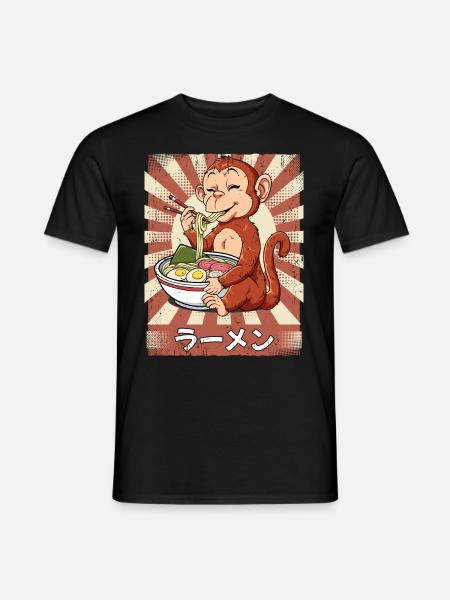ramen monkey noodle soup ramen - Men's T-Shirt - black