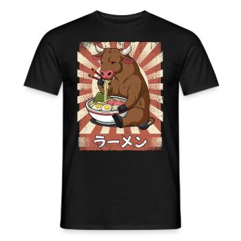 ramen ox noodle soup ramen - Men's T-Shirt - black - Front - AI Model Male 178 light (178cm)