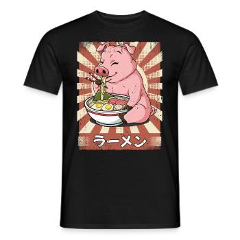 ramen pork noodle soup ramen - Men's T-Shirt - black - Front - AI Model Male 178 light (178cm)