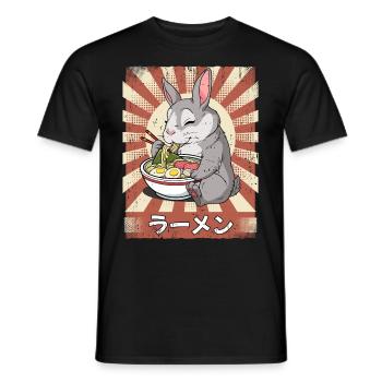 ramen rabbit noodle soup ramen - Men's T-Shirt - black - Front - AI Model Male 178 light (178cm)