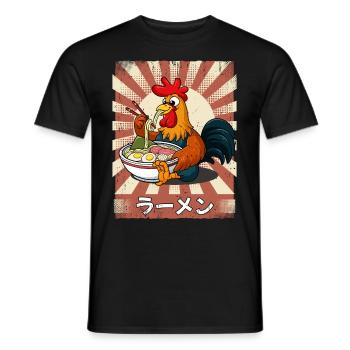 ramen rooster noodle soup ramen - Men's T-Shirt - black - Front - AI Model Male 178 light (178cm)