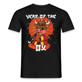 Année du Buffle Nouvel An lunaire chinois - T-shirt homme - noir - Devant - AI Model Male 178 light (178cm)
