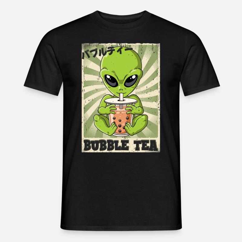 Boba Tea Alien Bubble Tea - Männer T-Shirt - Schwarz