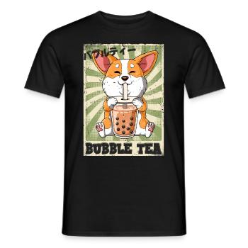 Boba Tea Corgi Dog Bubble Tea - Men's T-Shirt - black - Front - AI Model Male 178 light (178cm)