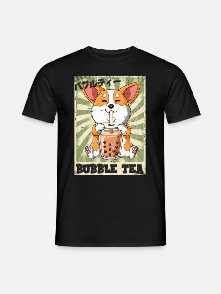 Boba Tea Corgi Hund Bubble Tea - Männer T-Shirt - Schwarz