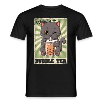 Boba Tea Katze Bubble Tea - Männer T-Shirt - Schwarz - Vorne - AI Model Male 178 light (178cm)