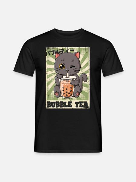 Boba Tea Cat Bubble Tea - Men's T-Shirt - black