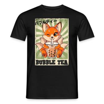 Boba Tea Kitsune Bubble Tea - Männer T-Shirt - Schwarz - Vorne - AI Model Male 178 light (178cm)