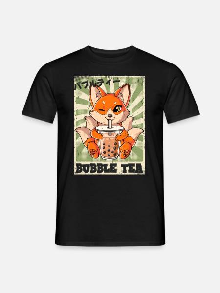 Boba Tea Kitsune Bubble Tea - Men's T-Shirt - black