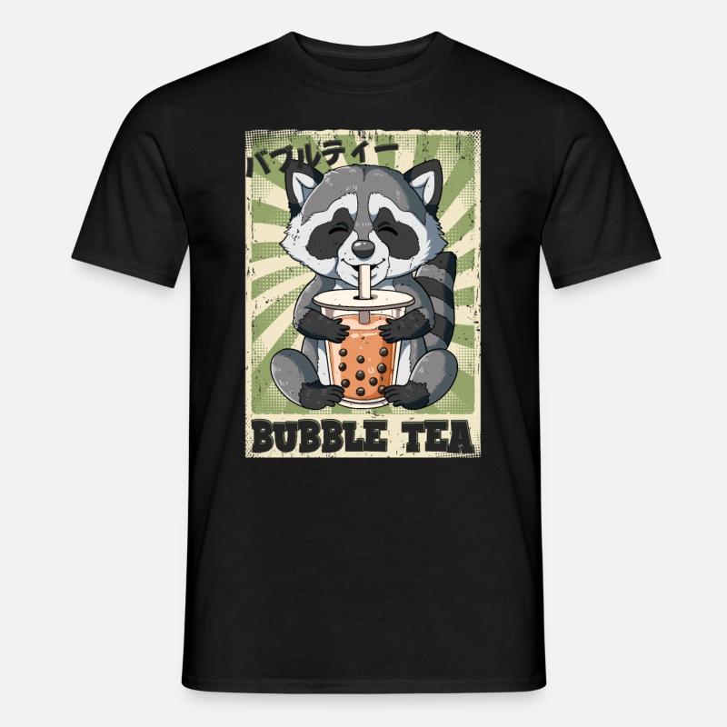 Boba Tea Waschbär Bubble Tea - Männer T-Shirt - Schwarz