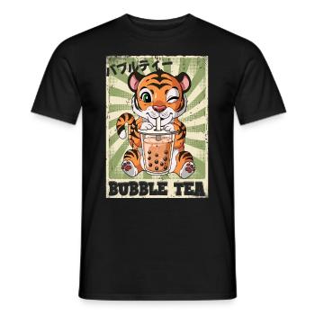 Boba Tea Tiger Bubble Tea - Männer T-Shirt - Schwarz - Vorne - AI Model Male 178 light (178cm)