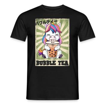 Boba Tea Einhorn Bubble Tea - Männer T-Shirt - Schwarz - Vorne - AI Model Male 178 light (178cm)