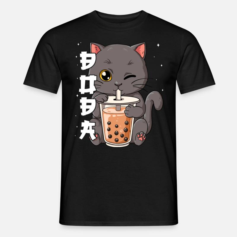 Boba Tea Katze Bubble Tea - Männer T-Shirt - Schwarz