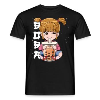 Boba Tea Mädchen Bubble Tea - Männer T-Shirt - Schwarz - Vorne - AI Model Male 178 light (178cm)