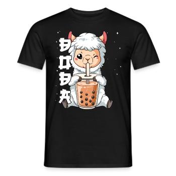 Boba Tea Lama Bubble Tea - Männer T-Shirt - Schwarz - Vorne - AI Model Male 178 light (178cm)